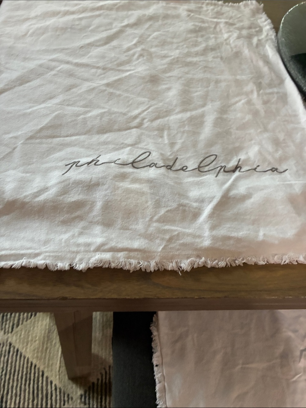 Embroidered Script Fringe Cotton Table pillow covers - White Ballard 20x20